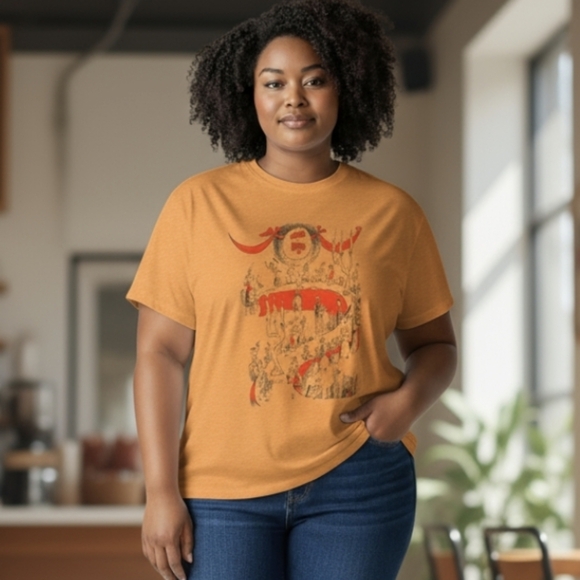 NEW- Graphic Print Men's Shirt - Orange - Picture 7 of 7